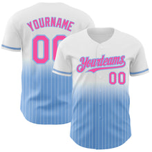 Charger l&#39;image dans la galerie, Custom White Pinstripe Pink-Light Blue Authentic Fade Fashion Baseball Jersey
