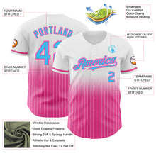 Laden Sie das Bild in den Galerie-Viewer, Custom White Pinstripe Sky Blue-Pink Authentic Fade Fashion Baseball Jersey
