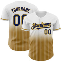 Загрузить изображение в средство просмотра галереи, Custom White Pinstripe Navy-Old Gold Authentic Fade Fashion Baseball Jersey
