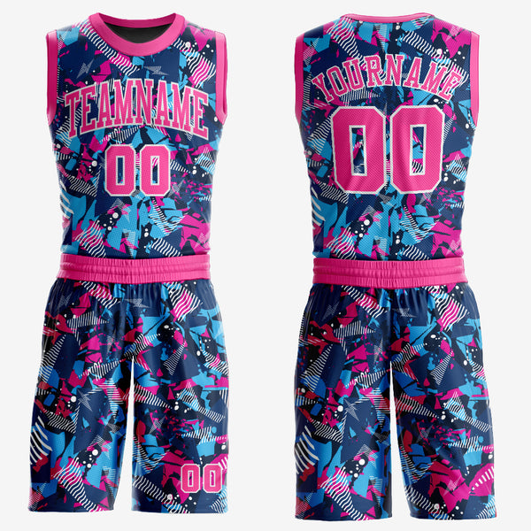 Cheap Custom Figure Pink-Light Blue Round Neck Sublimation Basketball Suit  Jersey Free Shipping – CustomJerseysPro