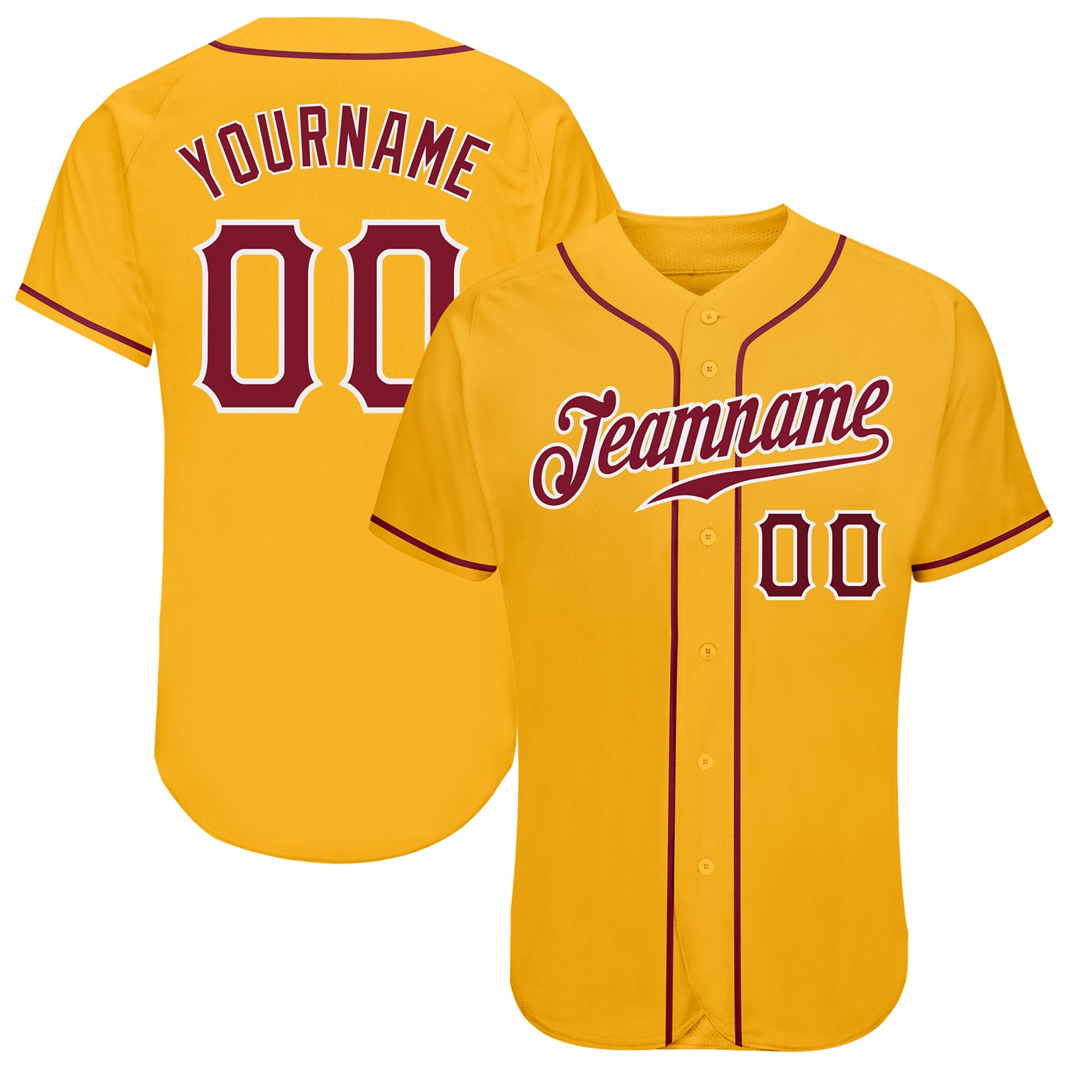 Custom Name Crimson White And Gold Custom Name Baseball Jerseys