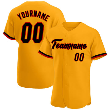 Custom Gold Black-Red Authentic Baseball Jersey