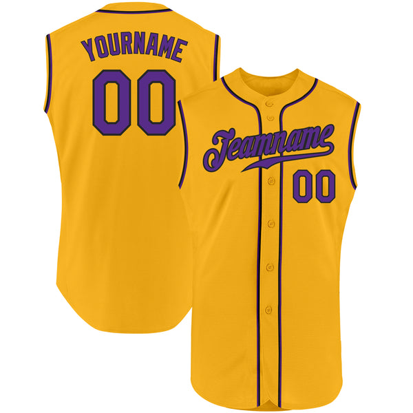 Cheap Custom Gold Purple-Black Authentic Sleeveless Baseball Jersey Free  Shipping – CustomJerseysPro