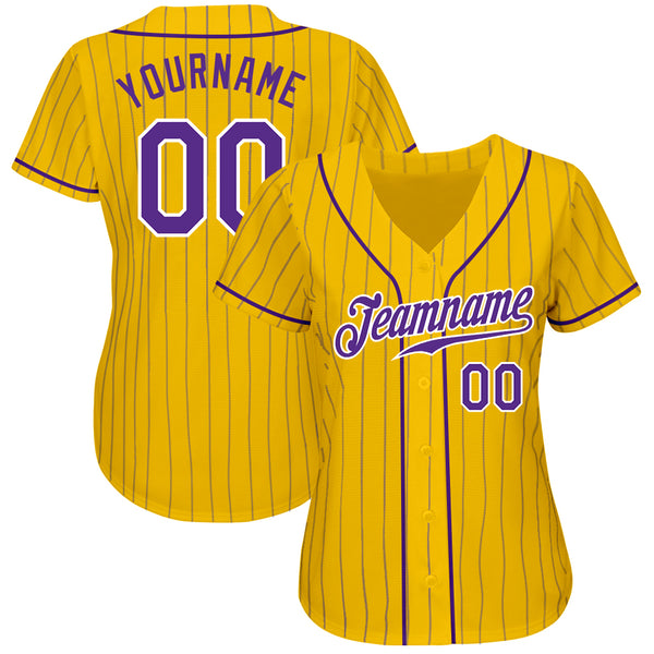 Custom Purple White-Gold Authentic Baseball Jersey Discount