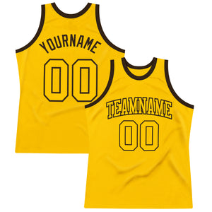 Custom Gold Gold-Brown Authentic Throwback Basketball Jersey