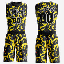 Загрузить изображение в средство просмотра галереи, Custom Gold Black-White Round Neck Sublimation Basketball Suit Jersey
