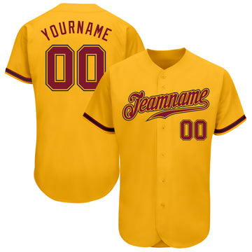 Custom Gold Crimson-Black Authentic Baseball Jersey