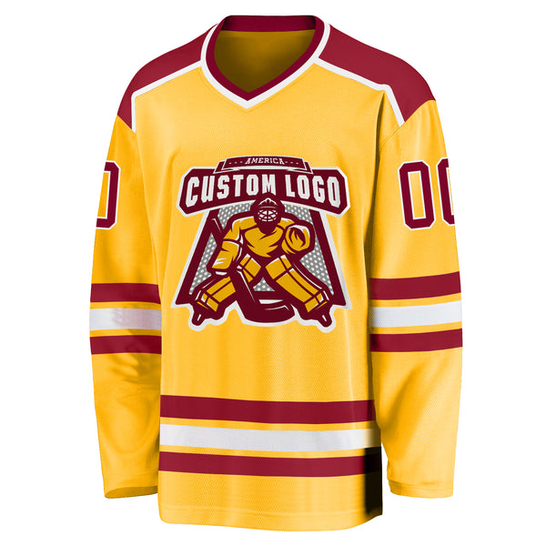 Cheap Custom Maroon Gold-White Hockey Jersey Free Shipping –  CustomJerseysPro