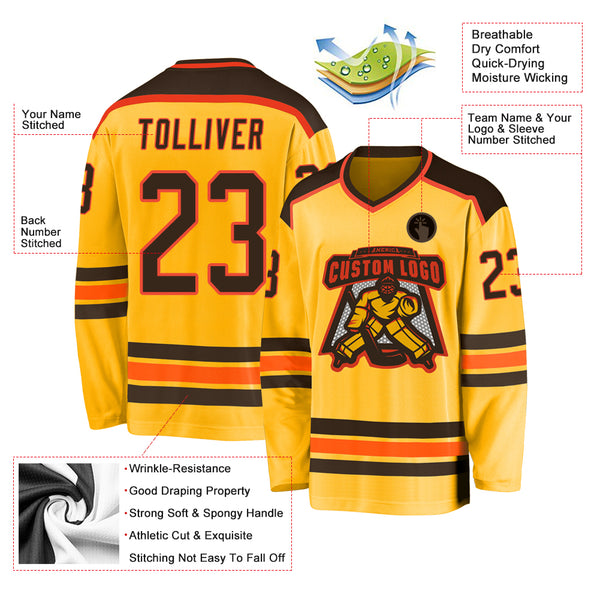 Cheap Custom Orange White-Brown Hockey Jersey Free Shipping –  CustomJerseysPro