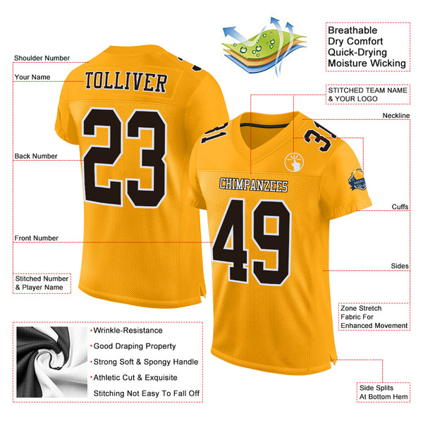 Cheap Custom Brown White-Orange Mesh Authentic Football Jersey Free  Shipping – CustomJerseysPro