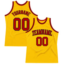 Charger l&#39;image dans la galerie, Custom Gold Red-Black Authentic Throwback Basketball Jersey
