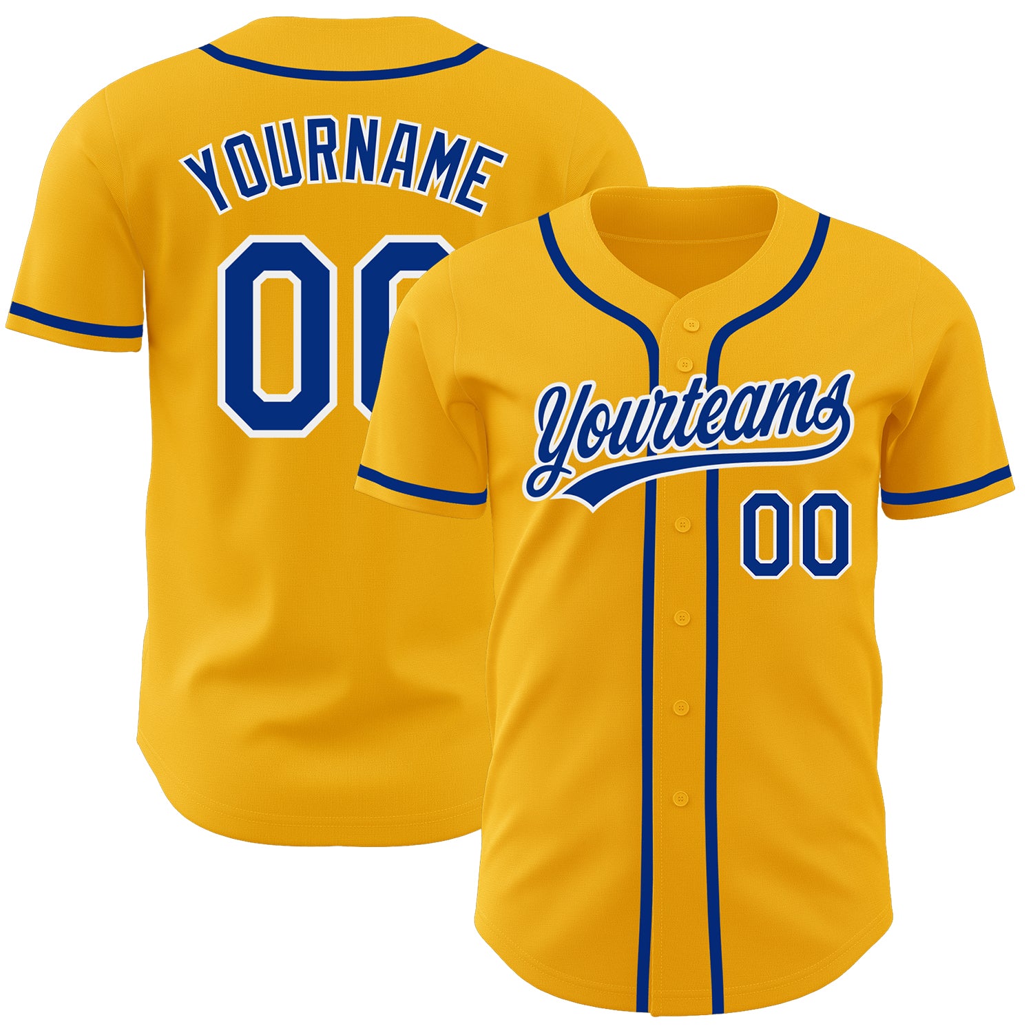 Custom Royal Gold-White Authentic Baseball Jersey