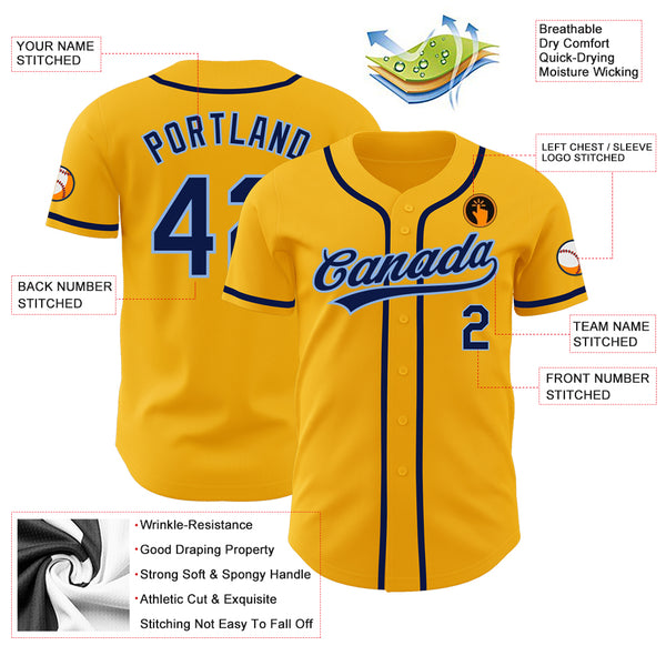 Custom Royal Light Blue-Gold Authentic Split Fashion Baseball Jersey  Discount