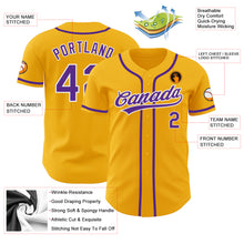 Загрузить изображение в средство просмотра галереи, Custom Gold Purple-White Authentic Baseball Jersey
