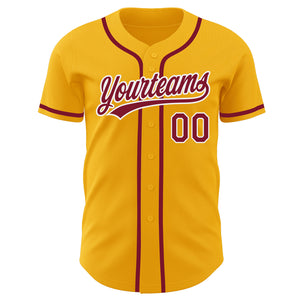 Custom Gold Crimson-White Authentic Baseball Jersey