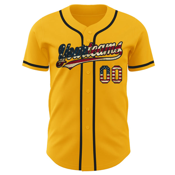 Cheap Custom Gold Black-Orange Authentic Baseball Jersey Free