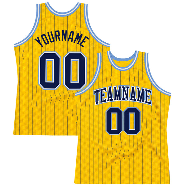 Custom Pinstripe Basketball Jersey Cream Navy Light Blue-Black