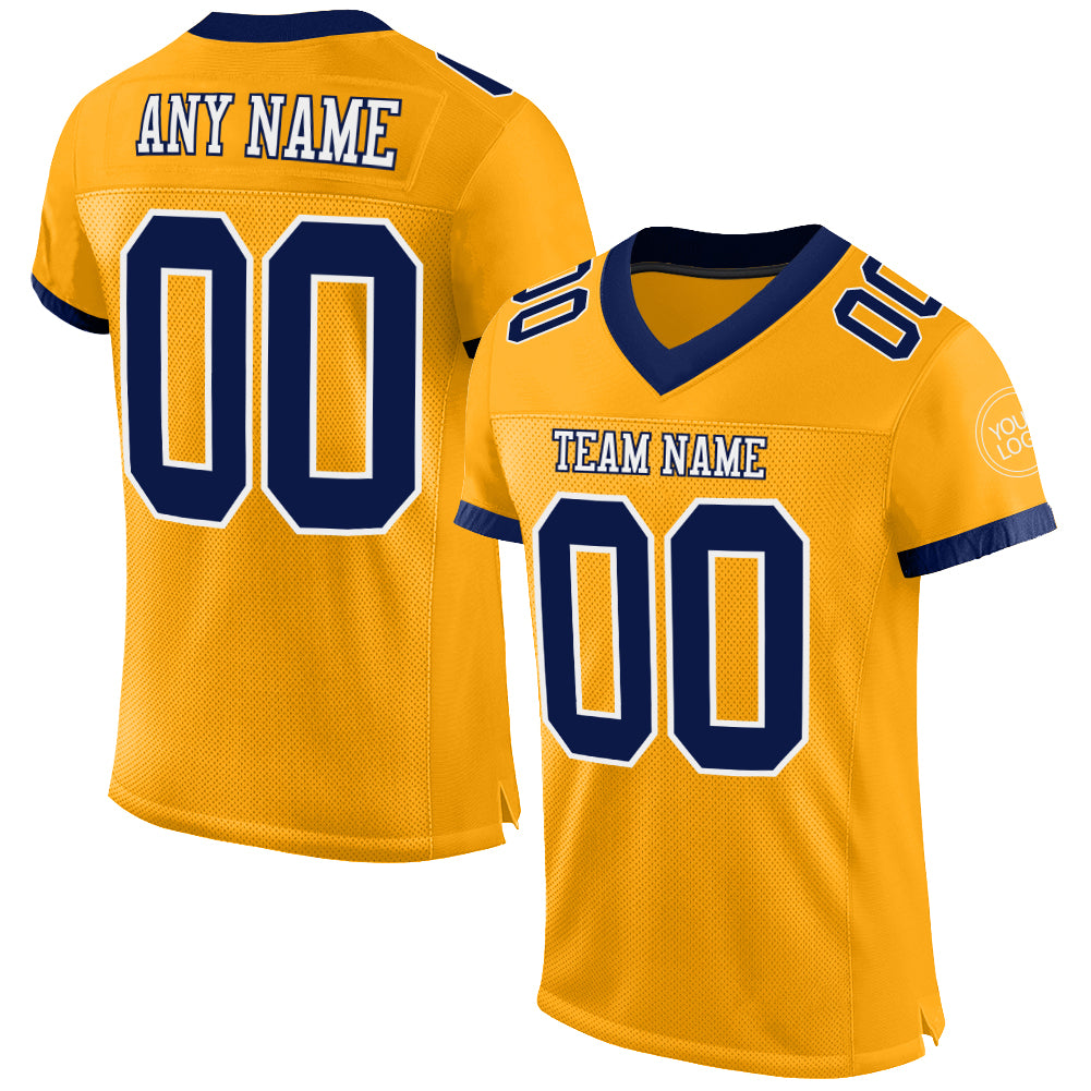 Custom Navy Orange-White Mesh Authentic Football Jersey – CustomJerseysPro