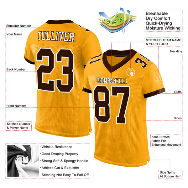 Cheap Custom Orange Orange-Brown Mesh Authentic Football Jersey Free  Shipping – CustomJerseysPro