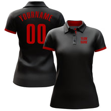 Загрузить изображение в средство просмотра галереи, Custom Black Red Performance Golf Polo Shirt
