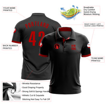 Загрузить изображение в средство просмотра галереи, Custom Black Red Performance Golf Polo Shirt
