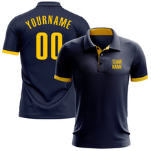 Загрузить изображение в средство просмотра галереи, Custom Navy Yellow  Performance Golf Polo Shirt
