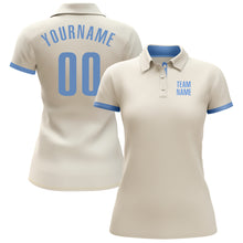 Загрузить изображение в средство просмотра галереи, Custom Cream Light Blue Performance Golf Polo Shirt
