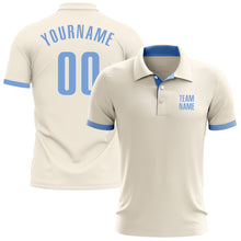 Загрузить изображение в средство просмотра галереи, Custom Cream Light Blue Performance Golf Polo Shirt
