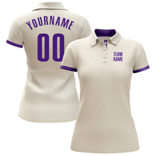 Загрузить изображение в средство просмотра галереи, Custom Cream Purple Performance Golf Polo Shirt
