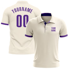 Загрузить изображение в средство просмотра галереи, Custom Cream Purple Performance Golf Polo Shirt
