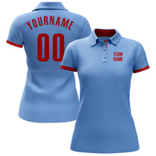 Charger l&#39;image dans la galerie, Custom Light Blue Red Performance Golf Polo Shirt
