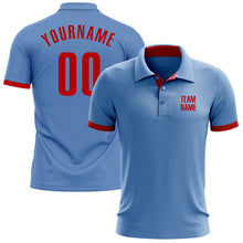 Charger l&#39;image dans la galerie, Custom Light Blue Red Performance Golf Polo Shirt
