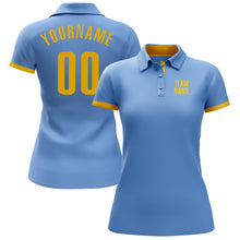 Charger l&#39;image dans la galerie, Custom Light Blue Yellow Performance Golf Polo Shirt
