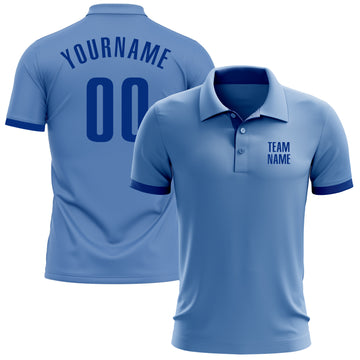 Custom Light Blue Royal Performance Golf Polo Shirt