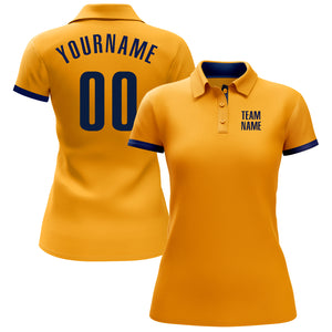 Custom Gold Navy Performance Golf Polo Shirt