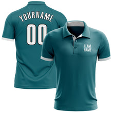 Charger l&#39;image dans la galerie, Custom Teal White-Black Performance Golf Polo Shirt
