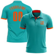 Laden Sie das Bild in den Galerie-Viewer, Custom Aqua Orange Performance Golf Polo Shirt
