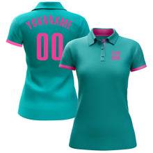 Загрузить изображение в средство просмотра галереи, Custom Aqua Pink Performance Golf Polo Shirt
