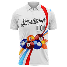 Laden Sie das Bild in den Galerie-Viewer, Custom White Black 3D Pattern Design Billiards Performance Polo Shirt
