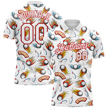 Charger l&#39;image dans la galerie, Custom White Red 3D Pattern Design Firely Bowling Performance Polo Shirt
