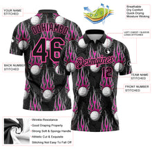 Charger l&#39;image dans la galerie, Custom Black Pink 3D Pattern Design Firely Golf Ball Performance Golf Polo Shirt
