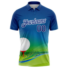 Charger l&#39;image dans la galerie, Custom Royal White 3D Pattern Design Golf Ball Performance Golf Polo Shirt
