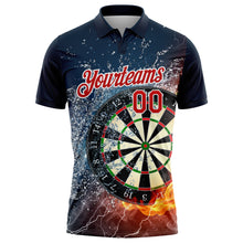 Laden Sie das Bild in den Galerie-Viewer, Custom Black Red-White 3D Pattern Design Flame Dart Board Performance Golf Polo Shirt
