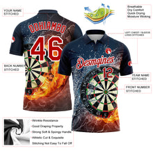 Laden Sie das Bild in den Galerie-Viewer, Custom Black Red-White 3D Pattern Design Flame Dart Board Performance Golf Polo Shirt
