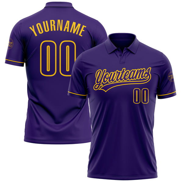 Cheap Custom Purple Yellow Performance Vapor Golf Polo Shirt Free Shipping CustomJerseysPro