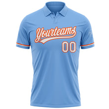 Загрузить изображение в средство просмотра галереи, Custom Light Blue White-Orange Performance Vapor Golf Polo Shirt
