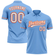 Charger l&#39;image dans la galerie, Custom Light Blue White-Orange Performance Vapor Golf Polo Shirt
