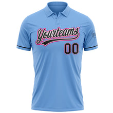 Charger l&#39;image dans la galerie, Custom Light Blue Black White-Hot Pink Performance Vapor Golf Polo Shirt
