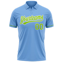 Загрузить изображение в средство просмотра галереи, Custom Light Blue Neon Green-White Performance Vapor Golf Polo Shirt
