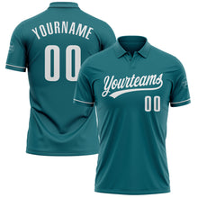 Charger l&#39;image dans la galerie, Custom Teal White Performance Vapor Golf Polo Shirt
